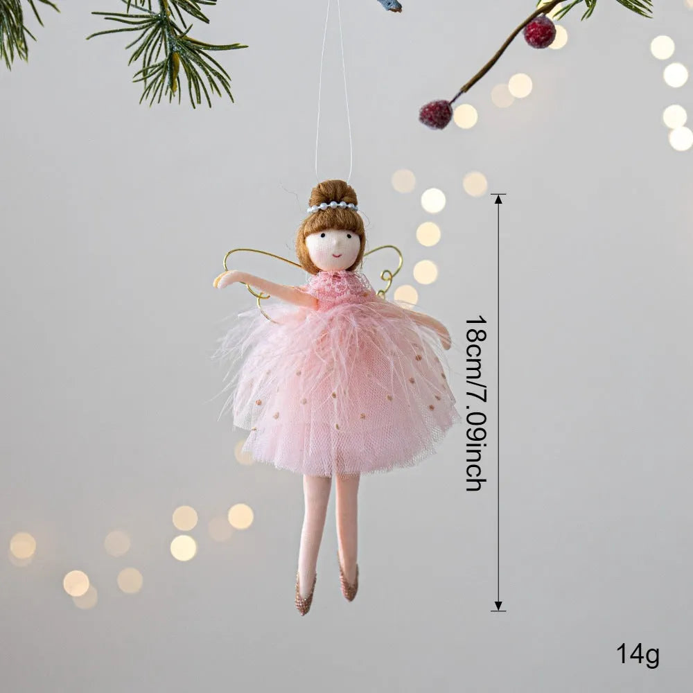 Pink and white cloth ballet angel plush doll pendant for decorative display