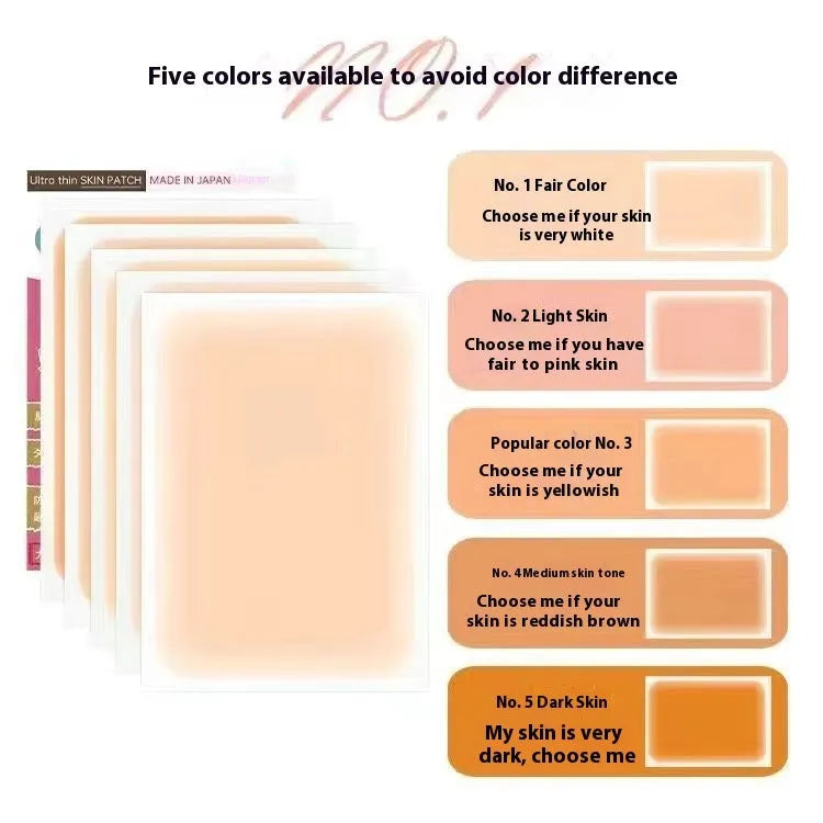 Pack of adhesive tattoo cover patches in various skin tone colours on a white background.