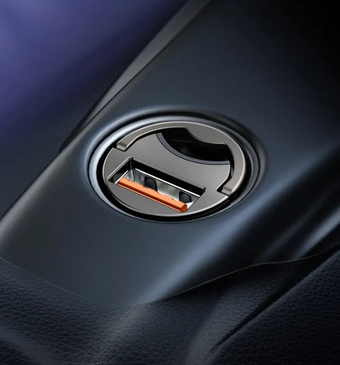 Baseus electro-optical grey 30W PPS fast car charger with 1 metre USB cable