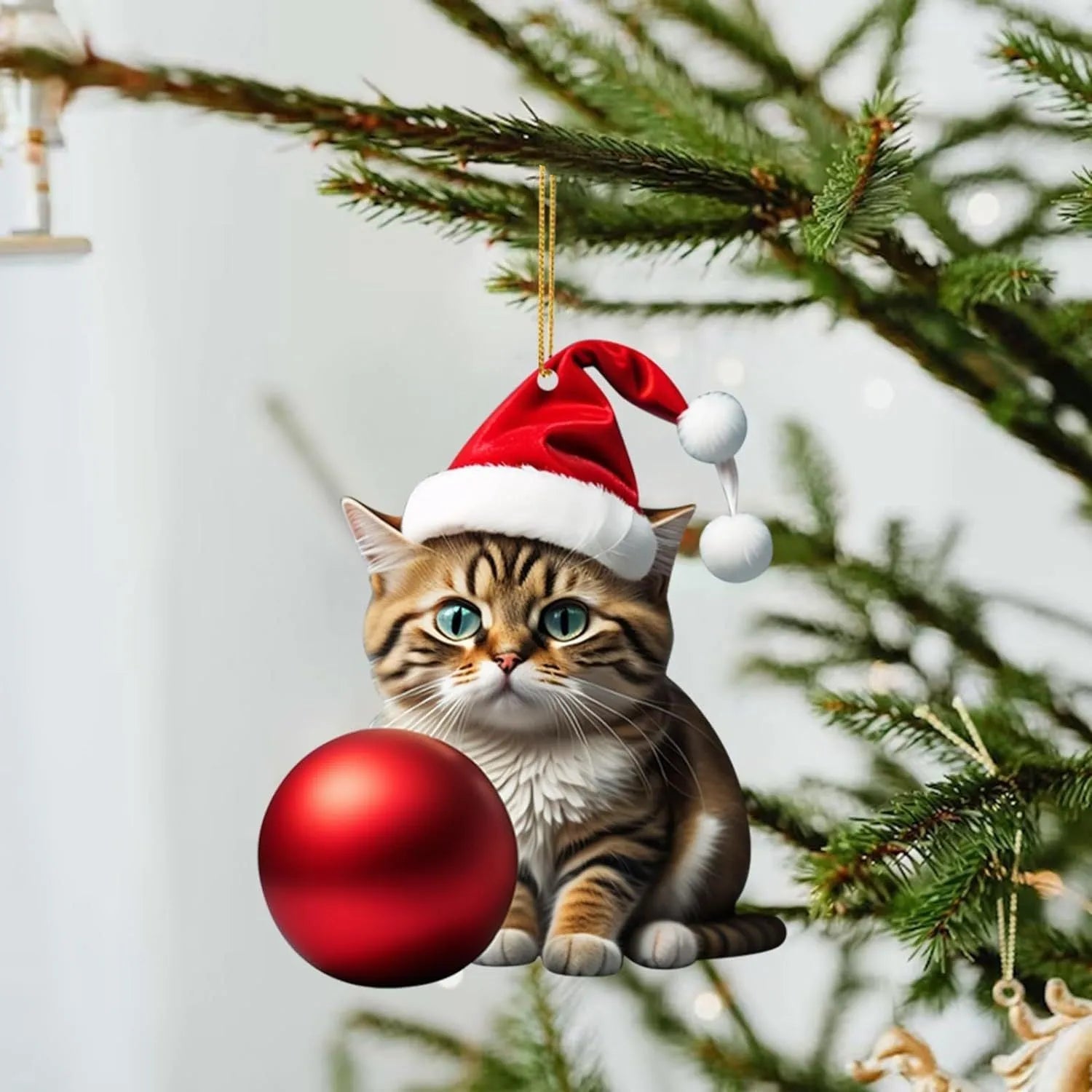Christmas creative kitty automobile hanging ornament with cartoon cat design in acrylic