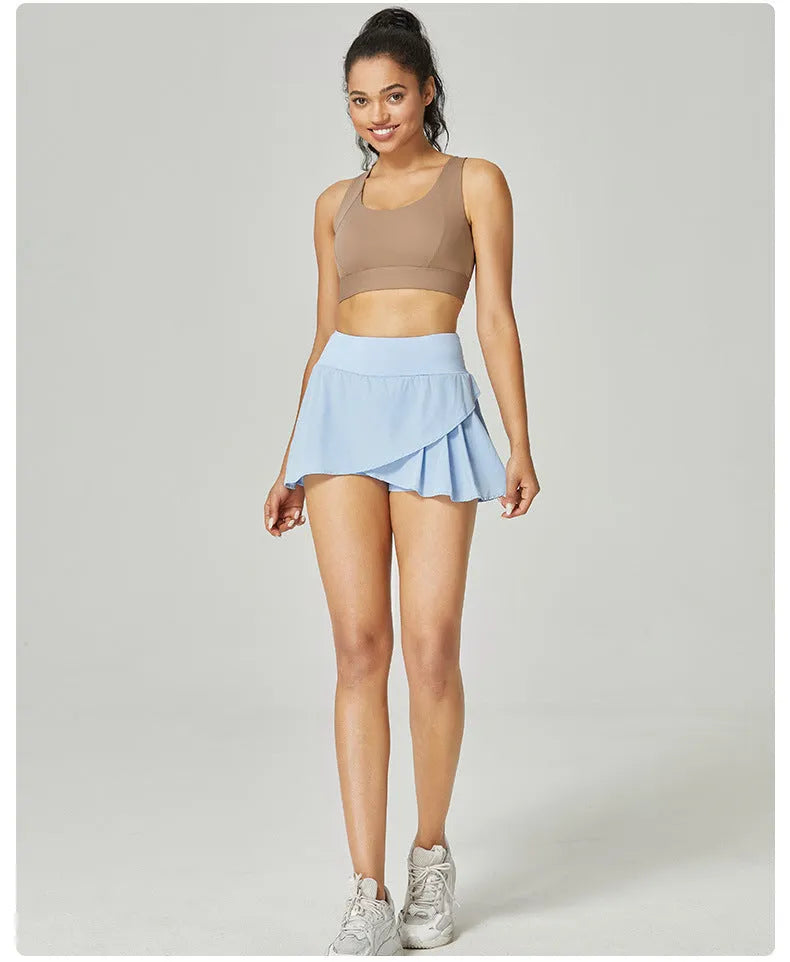 Women's solid colour quick-drying sports shorts with waist-length design