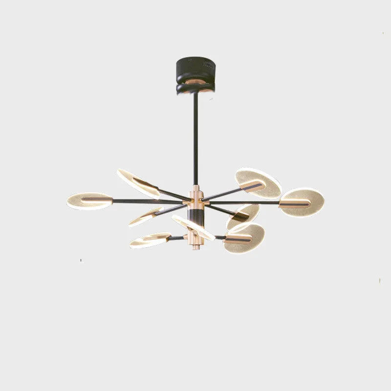 Modern iron frame LED chandelier with acrylic shade, shown in a multi-head pendant configuration.