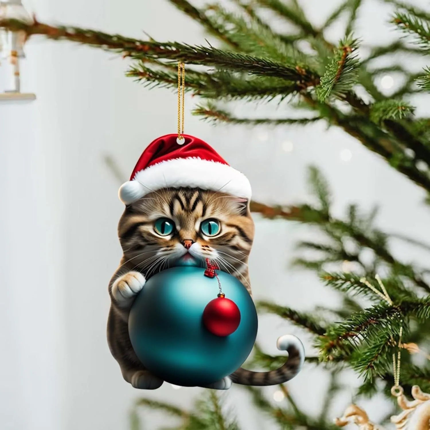 Christmas creative kitty automobile hanging ornament with cartoon cat design in acrylic