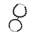 Obsidian Buddha beads couple bracelet DIY set showing 8mm women's and 10mm men's sizes