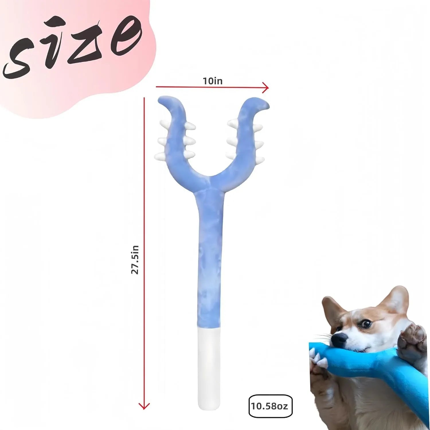 70cm blue plush cat wand toy with foam-filled head for indoor cat play