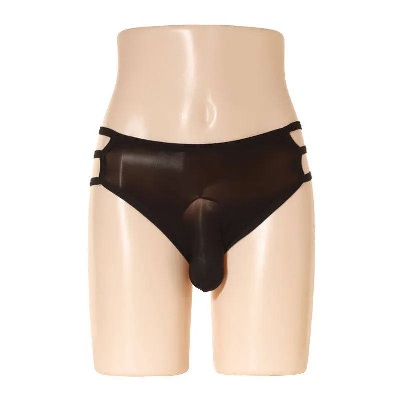 Men's transparent elephant nose nylon shorts in multiple colours on a mid waist.