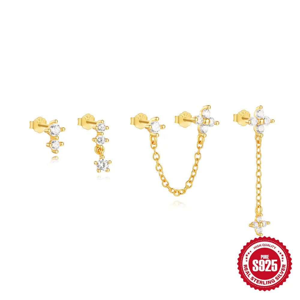 Geometric clover petal earrings in sterling silver with electroplated gold finish
