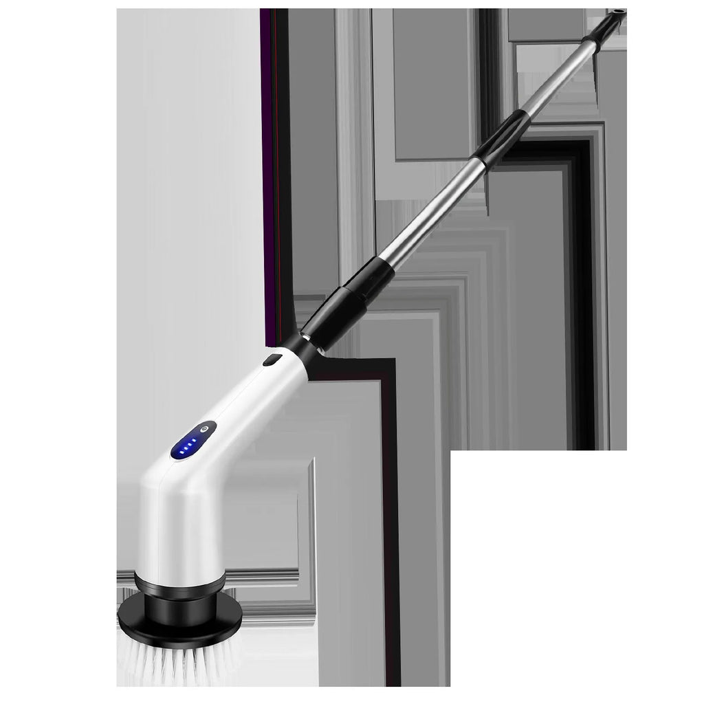 White handheld cleaning ball with lithium rechargeable battery and cleaning brush accessory