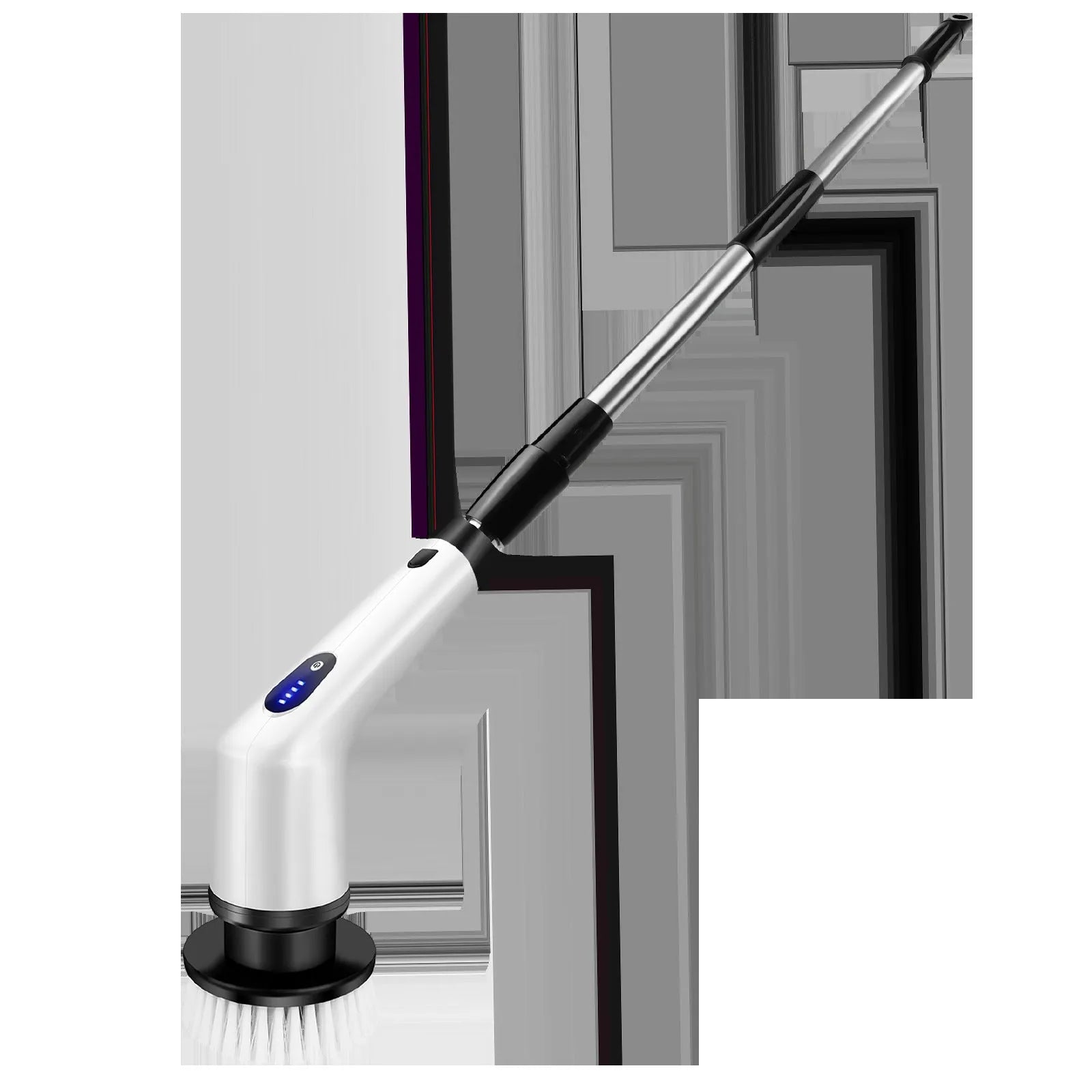 White handheld cleaning ball with lithium rechargeable battery and cleaning brush accessory