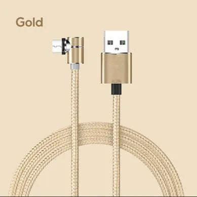 Black magnetic charging cable with aluminium housing and LED light indicator showing magnetic connectors