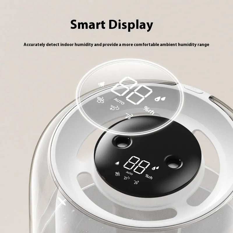 Beige large capacity humidifier with digital display and dual spray outputs