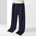 Men's straight-leg ice silk trousers in a loose fit with an elasticated open waistband.