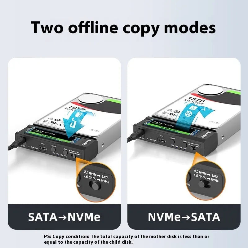 Aluminium external hard drive enclosure for 2.5-inch SATA SSDs and HDDs with USB 3.0 connection.