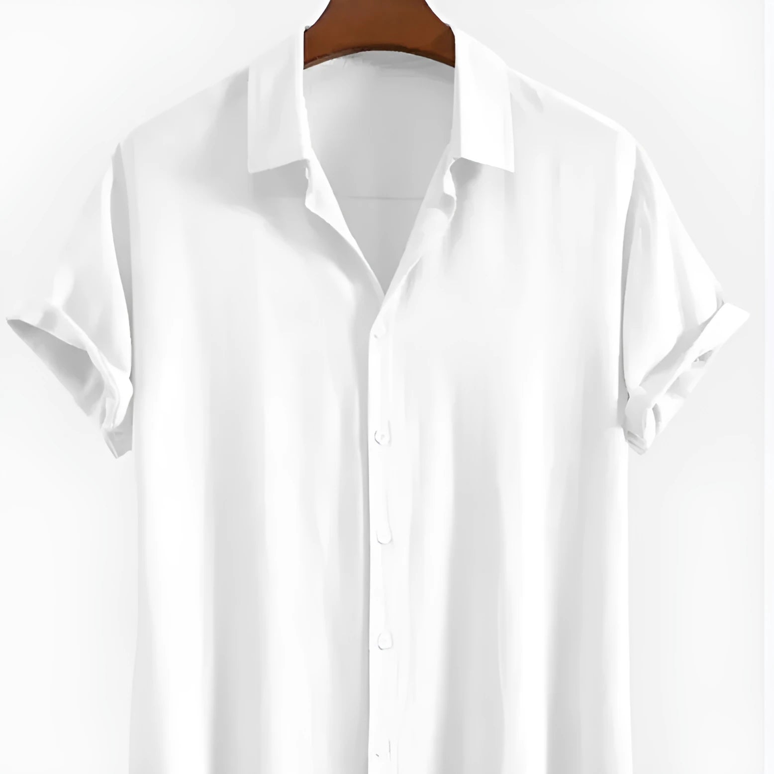 Men's loose fit casual cardigan shirt in polyester with short sleeves for summer wear