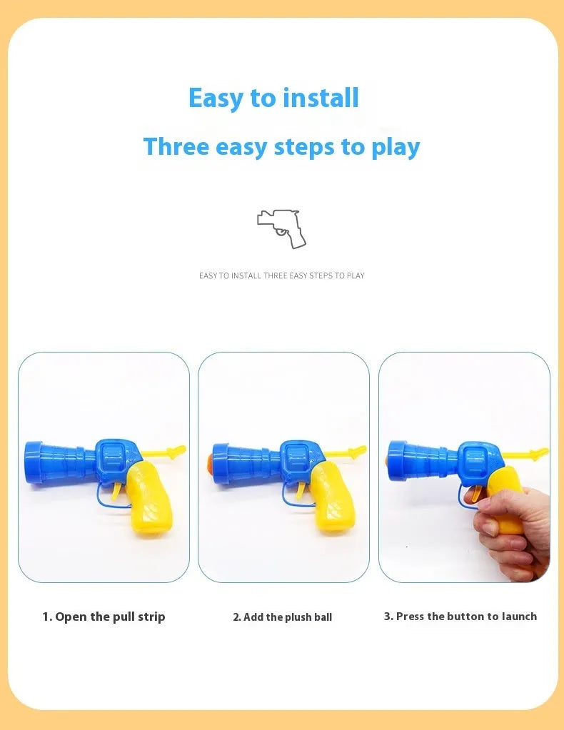 Interactive pet toy gun with soft plush balls for 30cm launching cat games