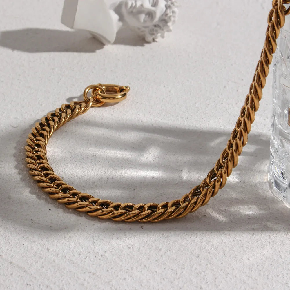 18K plated stainless steel encrypted chain OT buckle necklace geometric simple style women