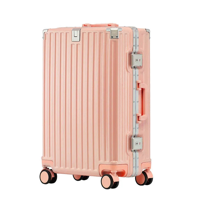 Aluminium frame luggage trolley case with ABS PC shell and universal wheels