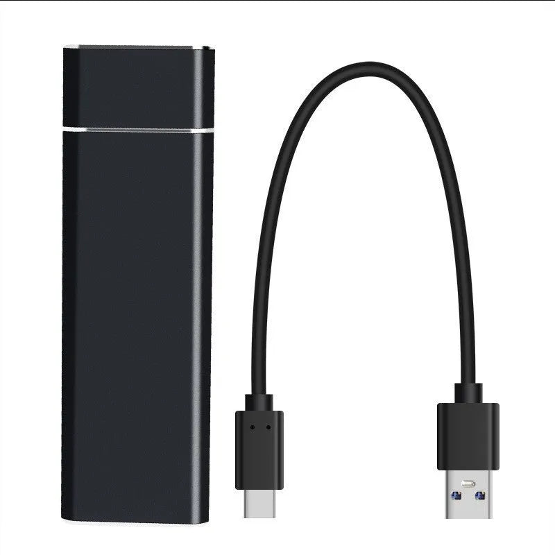 Sapphire blue metal portable solid state external hard drive with USB cable