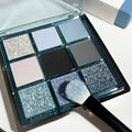 MUGELEEN nine-colour eye shadow palette 08 showing low saturation ice blue and smoked tone shades