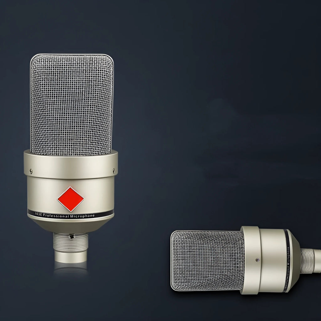 USB condenser microphone with metal stand in champagne gold or black gold finish