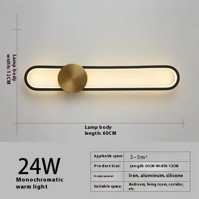 Modern minimalist iron wall lamp with 60cm diameter and warm LED light