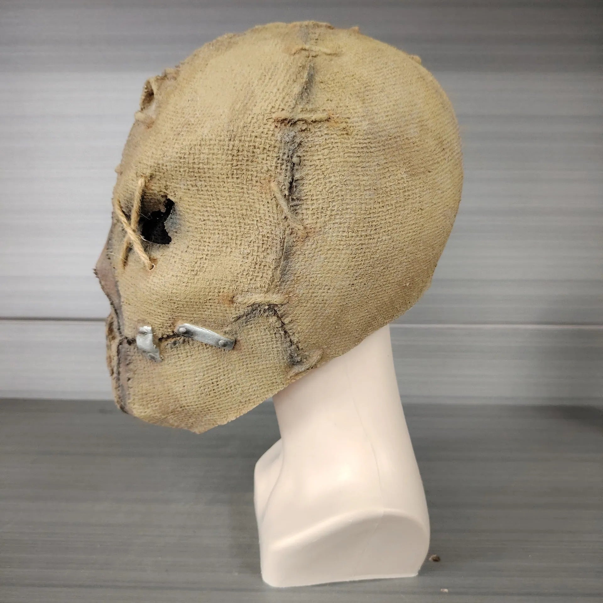 Latex scar skull horror mask for Halloween and carnival events showing full facial coverage