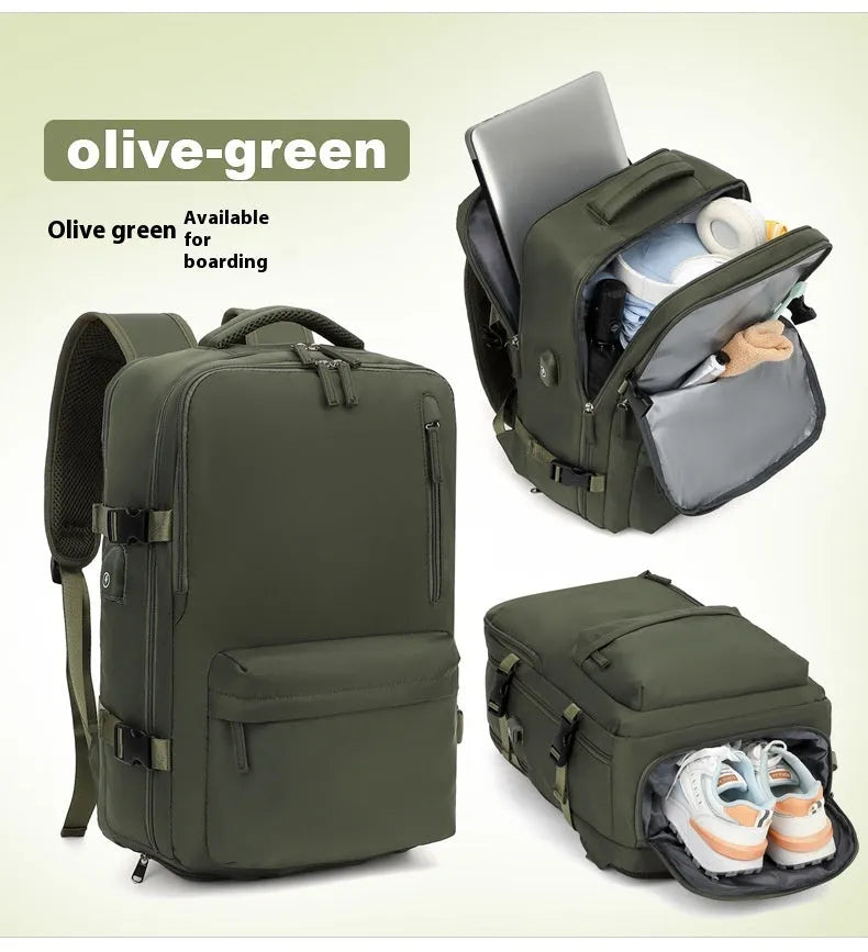 Women's large capacity Oxford cloth luggage backpack with curved straps in light grey colour