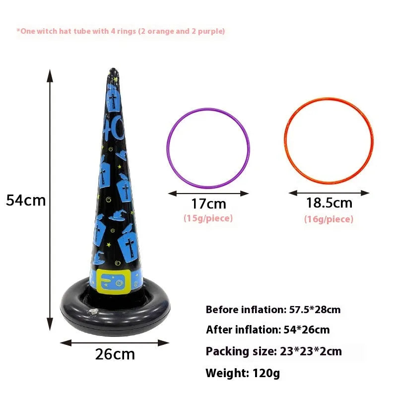 PVC inflatable throwing toy showing octopus, antlers, witch hat, spider, Santa Claus, and rabbit ear styles for Ghost Festival games