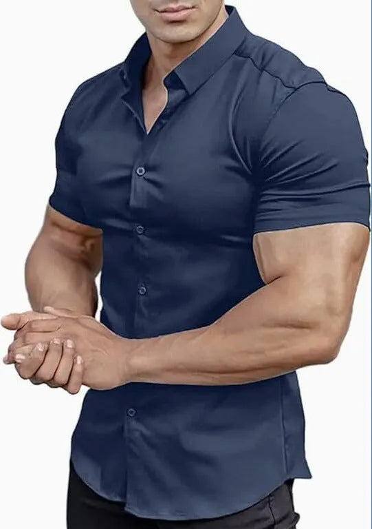 Men's printed short sleeve casual shirt in polyester fibre available in multiple colours and sizes