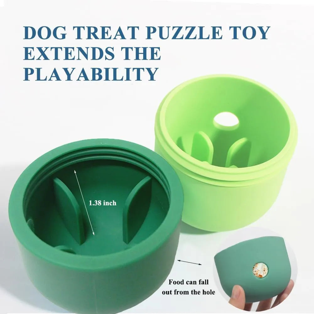 Food grade silicone dog treat puzzle toy in yellow with green colour for small medium dogs