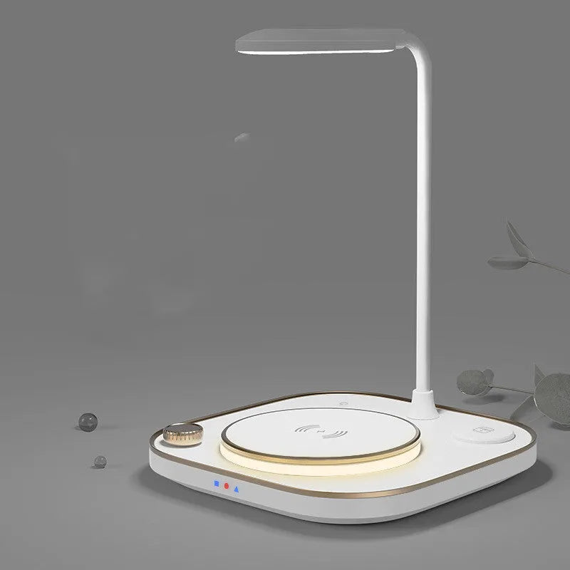15W wireless magnetic charger with desk lamp base and Type-C cable in black, green, or white