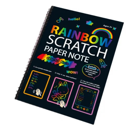 Children's large 26x19cm colourful scratch art paper with scraper tool for DIY painting