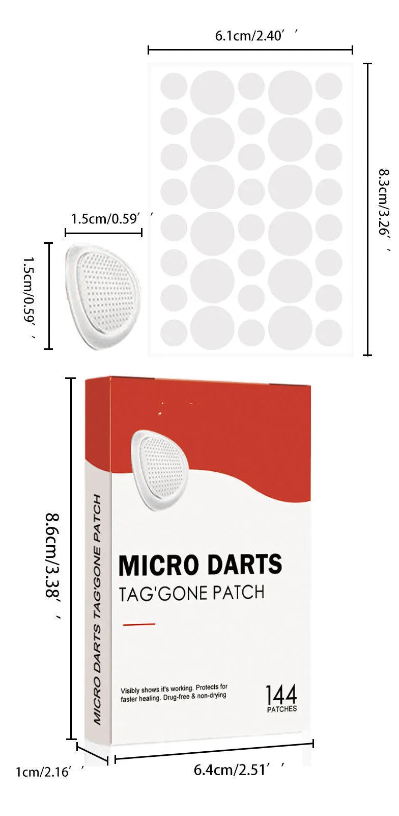Acne patch box with 144 patches of tea tree oil and calendula extract