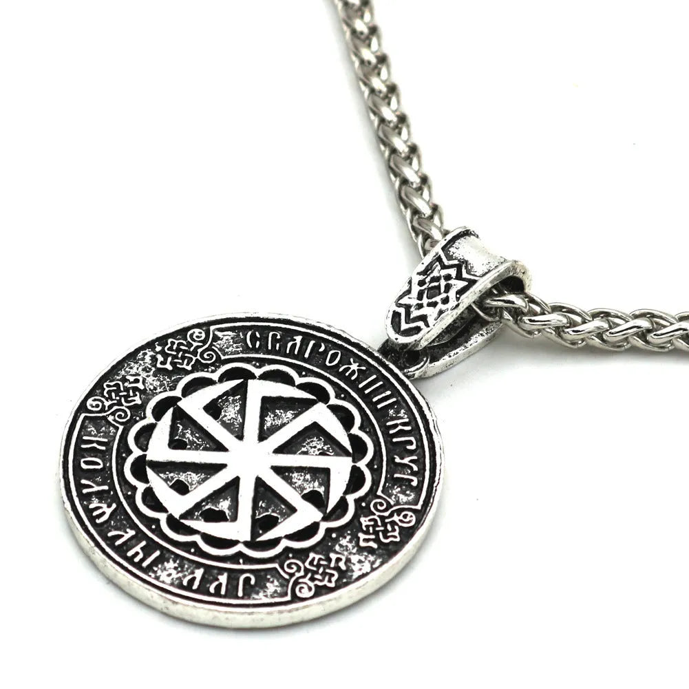Lunavin ODing logo necklace with Nordic myth pendant on snake bones chain