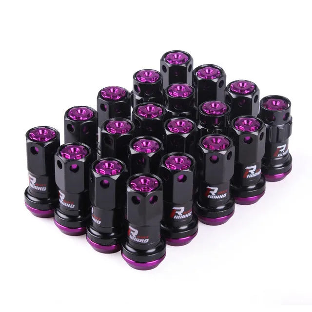 Aluminium alloy flat head wheel nuts in multiple colours with M12 thread for universal vehicle fitment