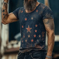 3D pattern artistic retro design t-shirt in loose fit with short sleeves