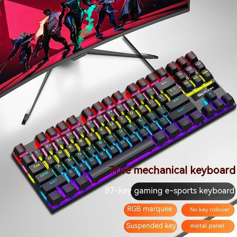 K87 mechanical wired keyboard in choice of eight colours with green axis or red axis switches and metal construction