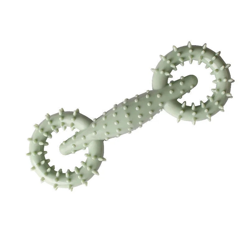 Blue TPR dog chew toy ring on a white background, showing its 16cm diameter and thick ring shape.