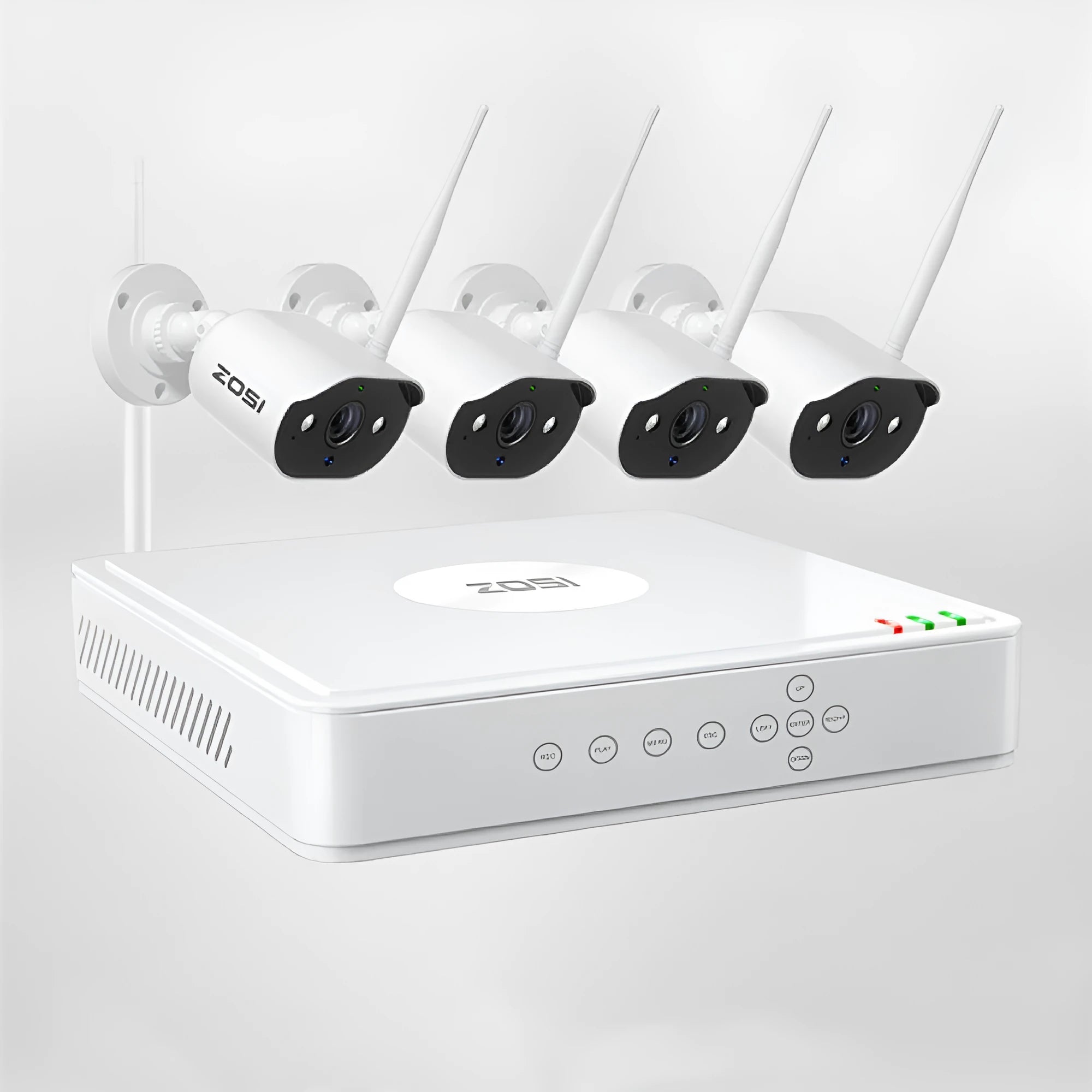 ZOSI 4-channel POE NVR security system with outdoor cameras and optional hard disk storage