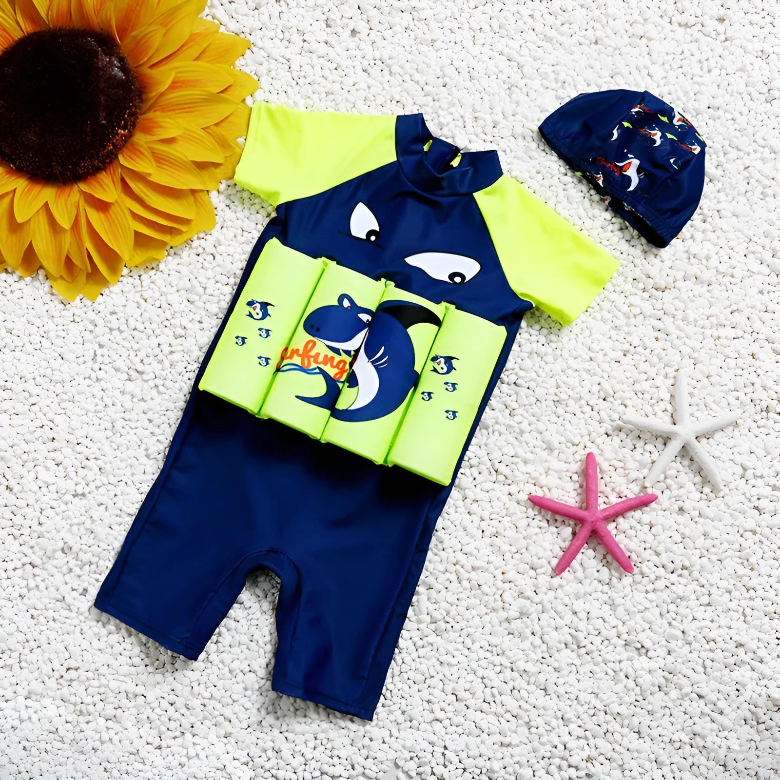 Children's one-piece buoyancy swimsuit with Korean style pattern for swimming pool education