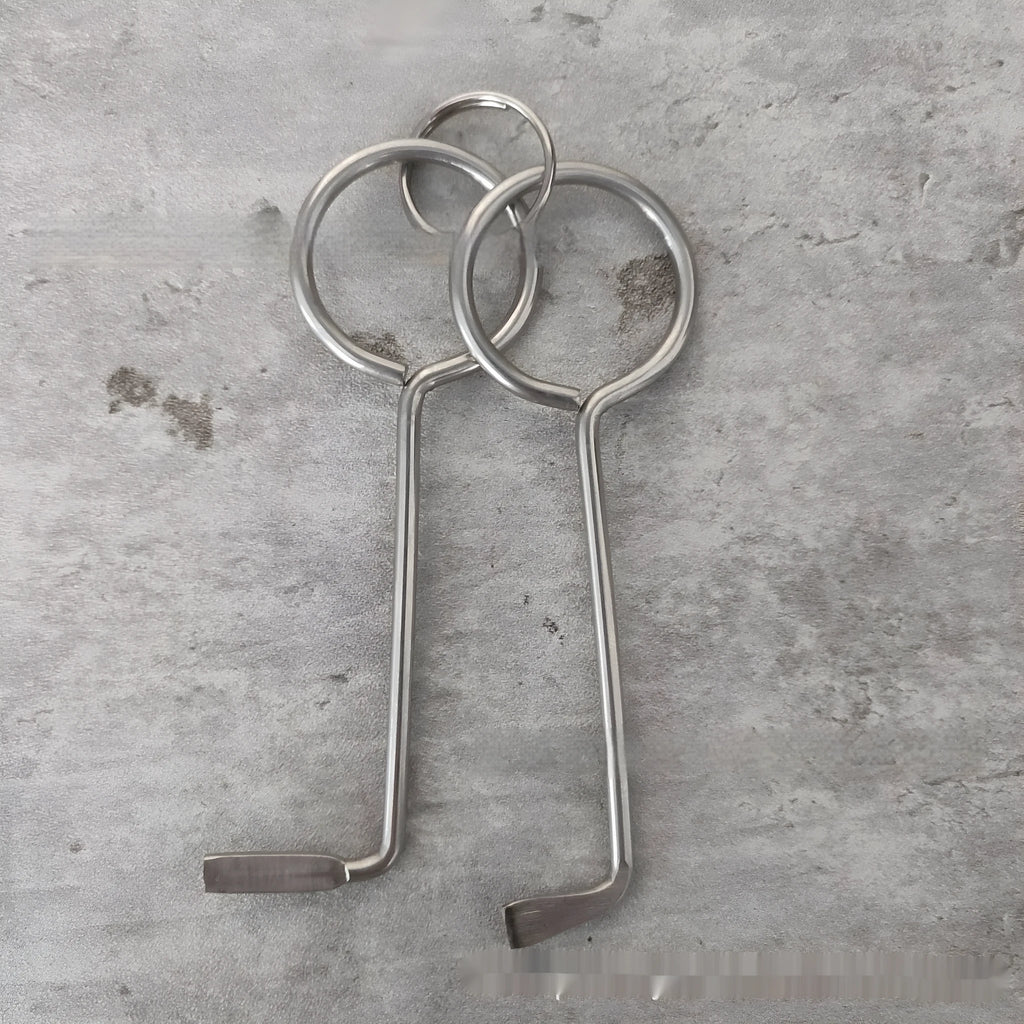Two alloy wrench tools from a portable universal family toolkit set on a white background.
