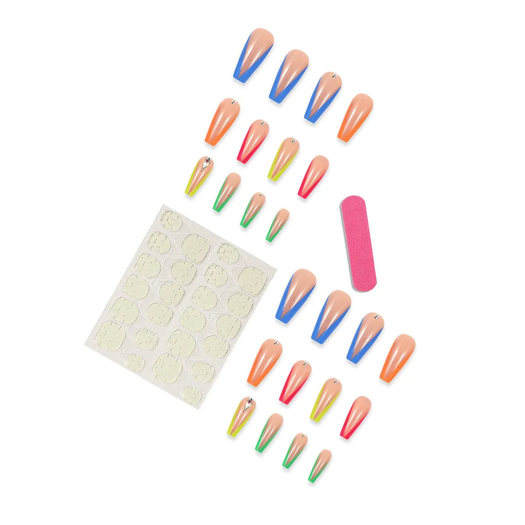 Detachable diamond colour French nail tips with cartoon and love pattern armour kit.