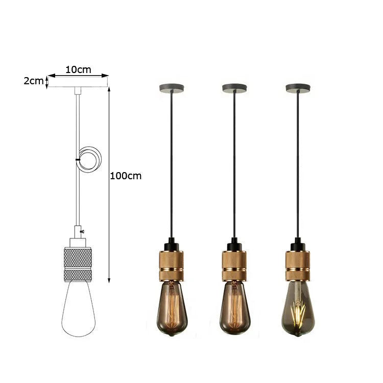 Retro DIY chandelier ceiling light in chrome, gold, rose gold, or shiny black with braided cord