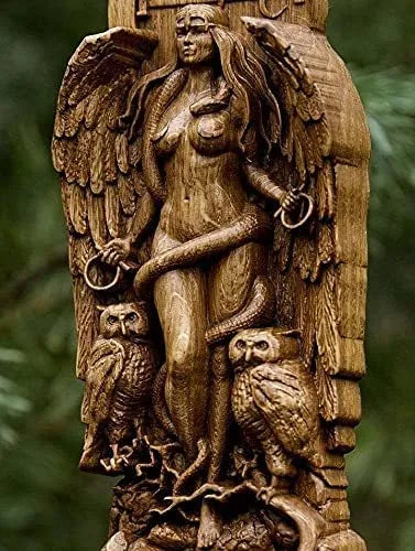 A detailed synthetic resin Greek Goddess statue measuring 22cm in height for altar or garden display.