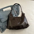 PU leather women's shoulder bag in urban style with mobile phone compartment