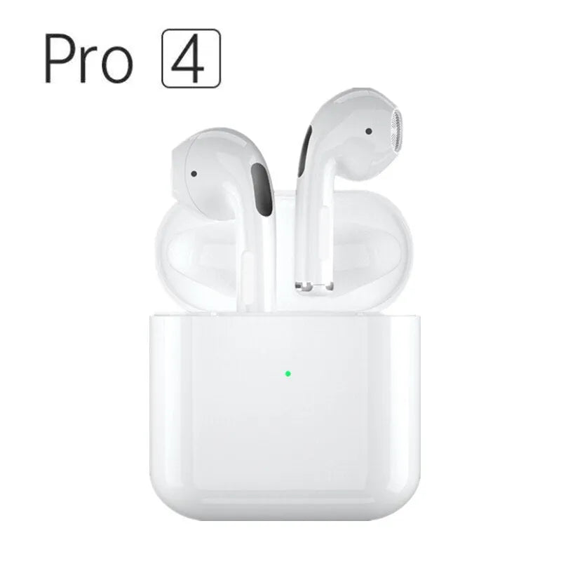 Pro4 wireless Bluetooth sports headphones in white or black with in-ear design for exercise use