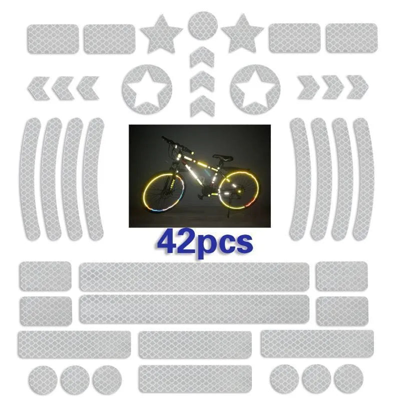 Bicycle reflective warning tape with geometric grid pattern in blue, yellow, red and white colours