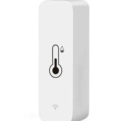 Compact white ABS plastic WiFi Zigbee temperature and humidity sensor for Tuya smart homes.