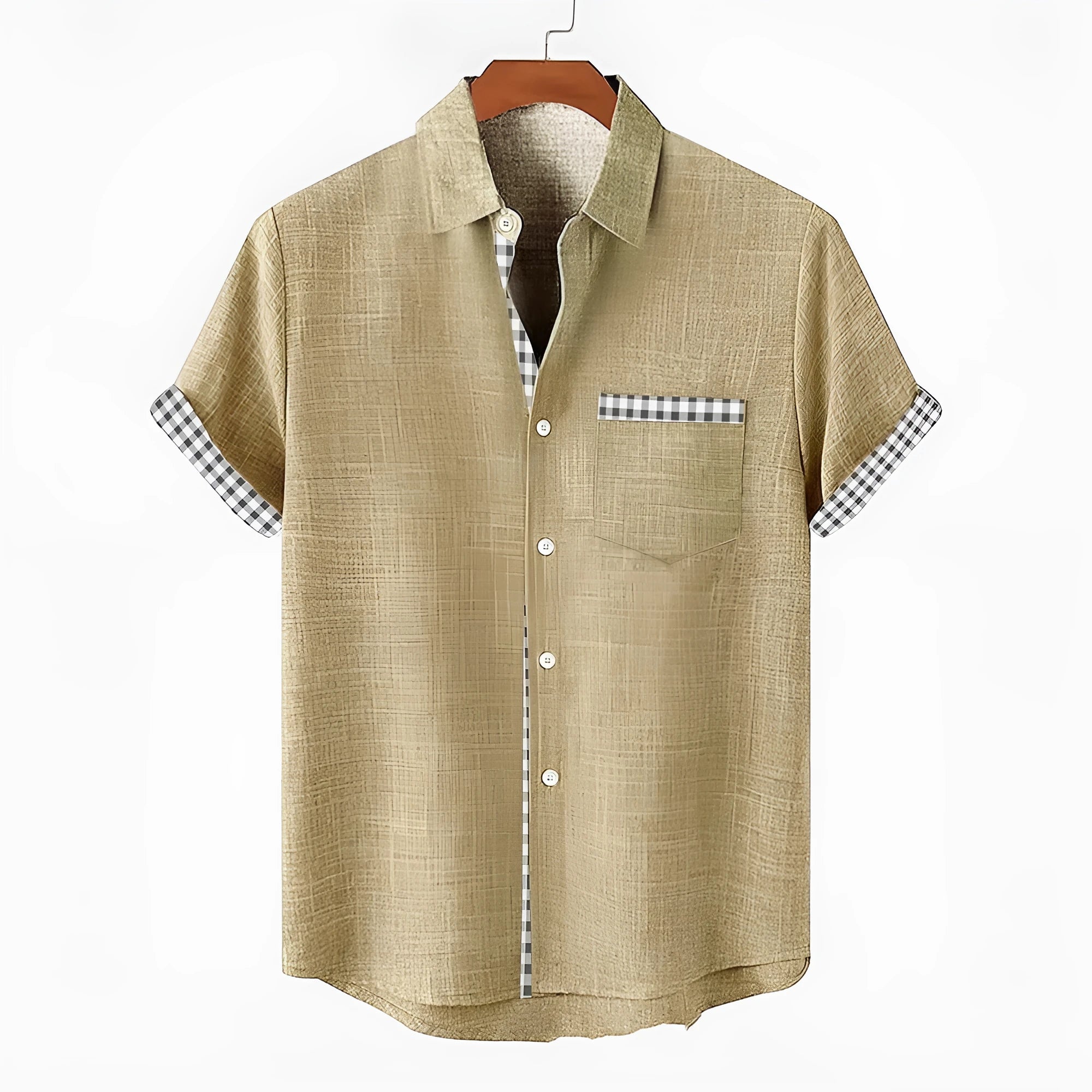 Loose fit linen short sleeve shirt with ocean fish pattern on lapel in various colour options