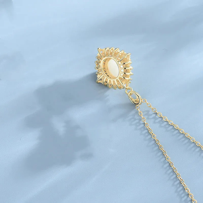 925 sterling silver necklace with white jade pendant on a simple chain